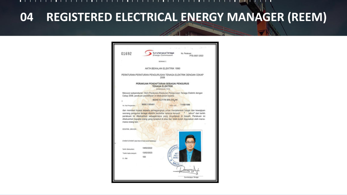 Registered Electrical Energy Manager